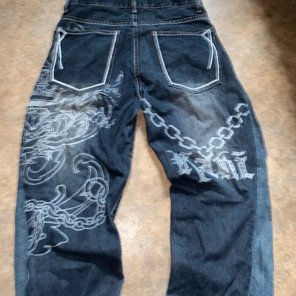 Ed Hardy Blue Relaxed Jeans with Ornate Design - Picture 3 of 3